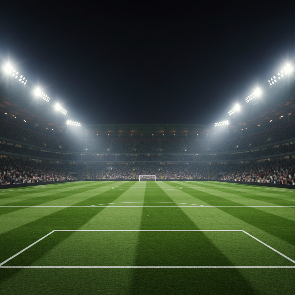 บรรยากาศสนามฟุตบอลสุดยิ่งใหญ่ยามค่ำคืน